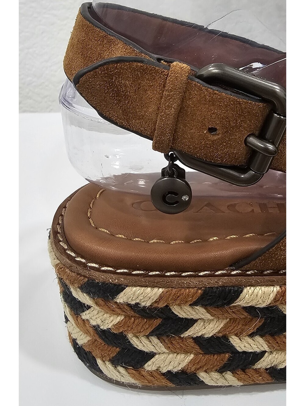 COACH Women's Suede Platform Wedge Sandals Brown Size US 6 B - Picture 8 of 15